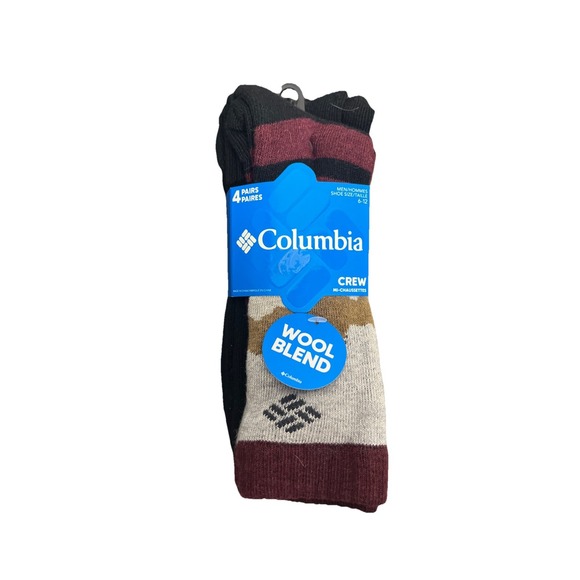 Columbia Socks Men's Sz 6-12 4-pack Heather Ribbed Mountain View Crew Black/Red - Picture 1 of 4